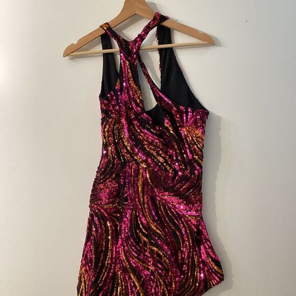 Halpern Sequined One Shoulder Tulle  Mini dress - Picture 10 of 16